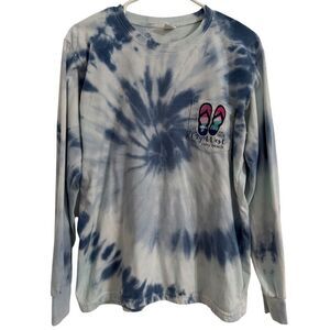Dreamsicle Womens Size LARGE -KEY WEST Salty Beach Tie-Dye Long Sleeve Tee Shirt